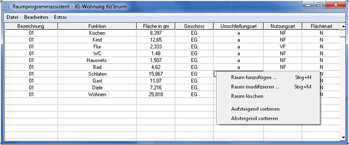 Raumprogramm Raumprogramm